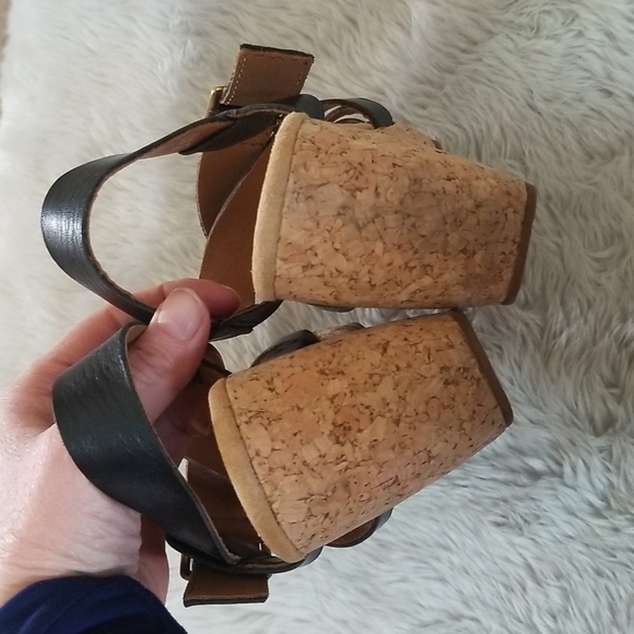 🔮 Clarks Black Cork Wedge Sandals size 9 - Picture 5 of 9